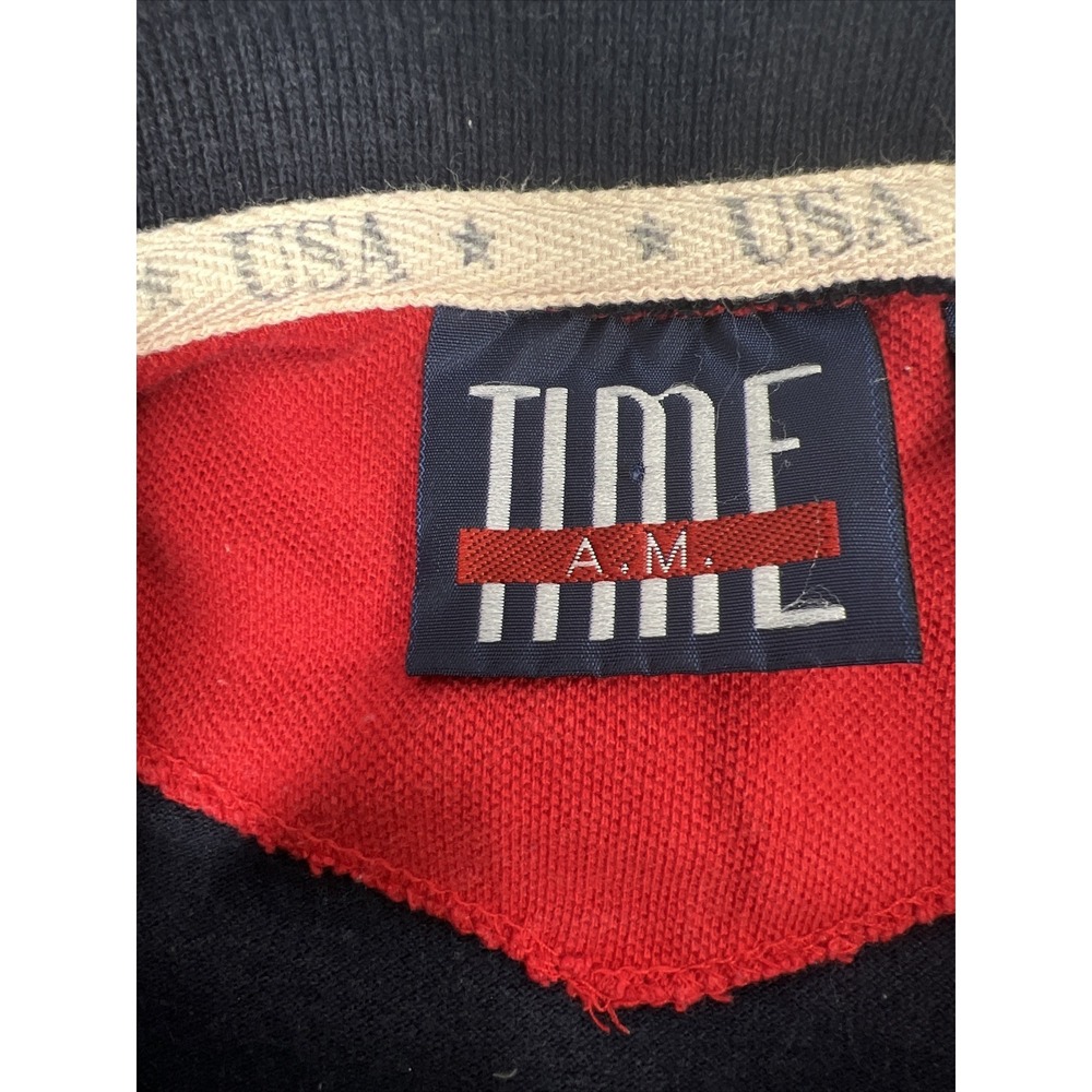 Vintage Time A.M Patriotic USA Polo Collared Short Sleeve Shirt Mens SZ XL - Picture 6 of 15